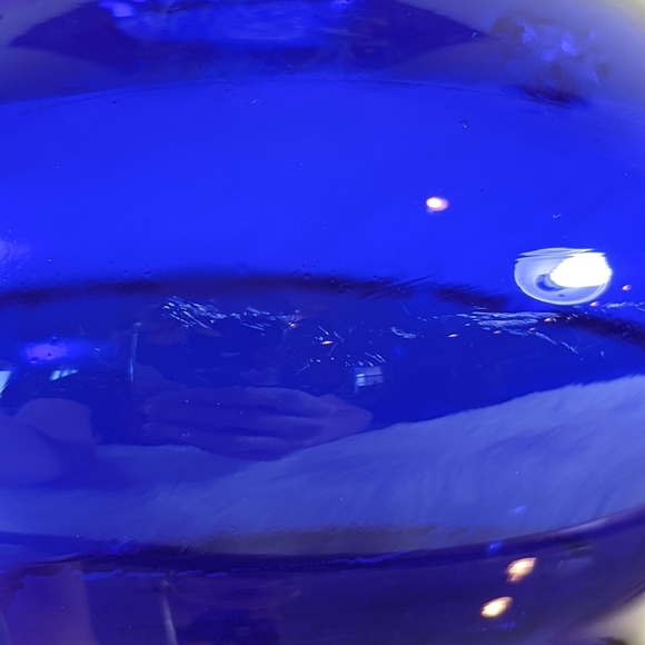 Polish Cobalt Blue Vase Art Glass Hand Blown  Double Handle - Picture 6 of 7